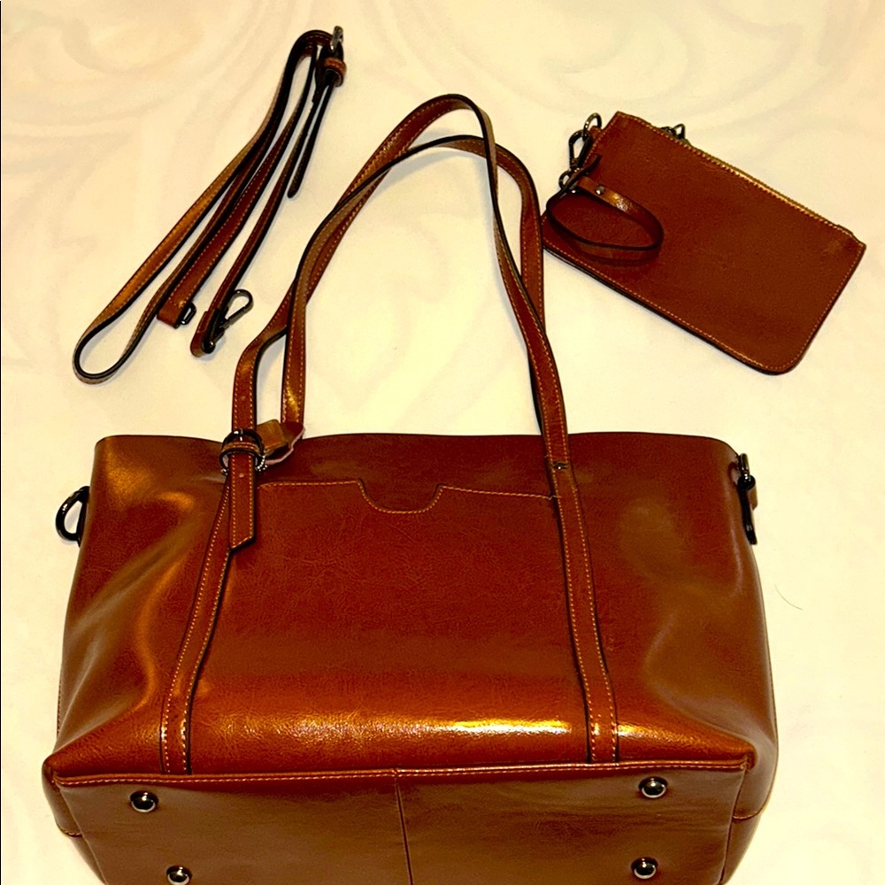 Leather Tote Bag Set